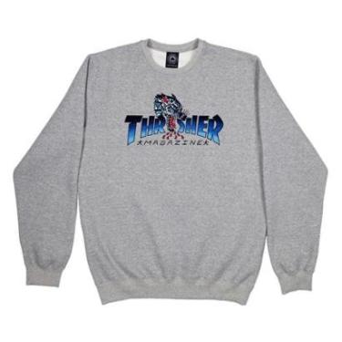 Imagem de Moletom Thrasher Magazine Careca Leopard - Cinza Mescla-Masculino