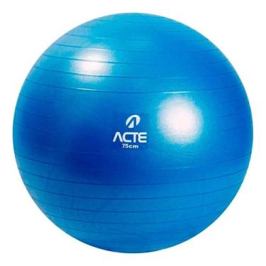 Imagem de Bola de Pilates Yoga Treino Funciona 75cm Azul Resistente Com Sistema 