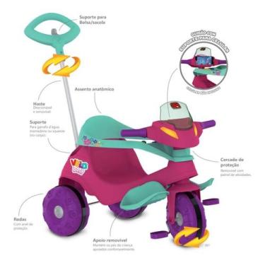 Imagem de Triciclo Velobaby Passeio e Pedal Rosa Bandeirante