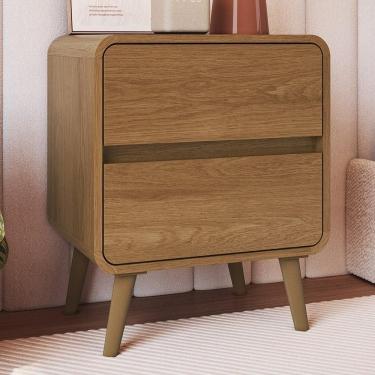 Imagem de Mesa Cabeceira Quarto 47cm 2 Gavetas Nuvia Castanho C06 - Mpozenato