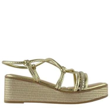 Imagem de Sandália Mississipi Feminina Anabela Tiras Finas com Brilho-Feminino