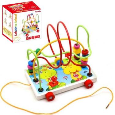 Imagem de Brinquedo Educativo Infantil Labirinto De Carro Madeira Com Formas Coo