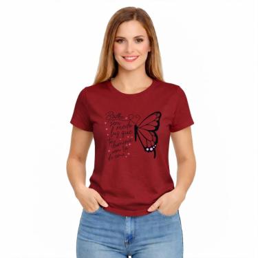 Imagem de Camiseta Feminina Frase Motivacional Borboleta Brilhe Sem Medo-Feminino