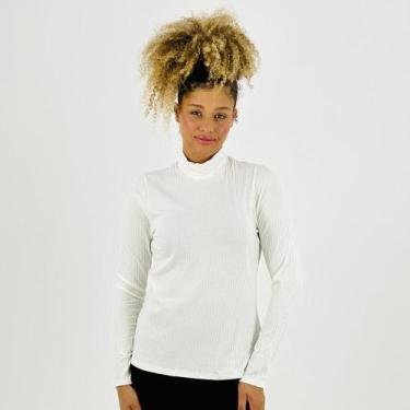 Imagem de Blusa Rovitex Básica Canelada Manga Longa Feminina, P, Off white