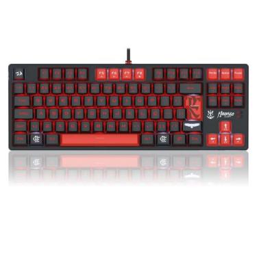 Imagem de Teclado mecanico gamer flamengo nation led vermelho e preto switch bro