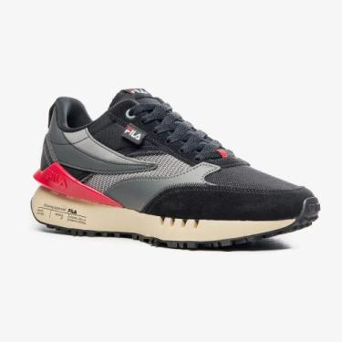 Imagem de Tênis Fila Renno Vintage Masculino Preto Vermelho, Preto, 41