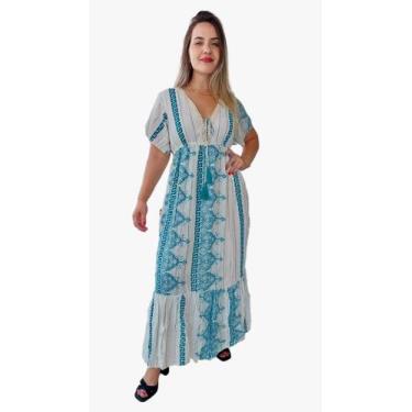 Imagem de Vestido Longo Indiano Lurex Luxo Boho Chic c/ Forro-c101 - Aleci Fashi