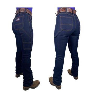 Imagem de Calça Jeans Feminina Country Carpinteira Os Boiadeiros Amaciada Flare 
