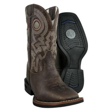 Imagem de Bota Texana Masculina Durango Kit Flex Couro Marrom Cano Bordado Em Cr