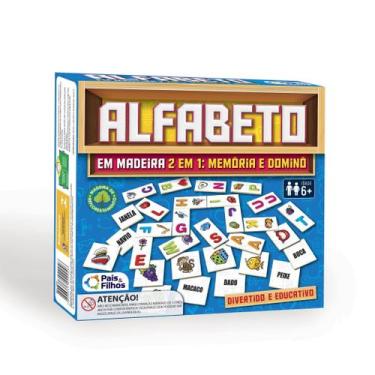 Imagem de Jogo da Memória e Dominó - Alfabeto em Madeira 51 Peças - Pais & Filho