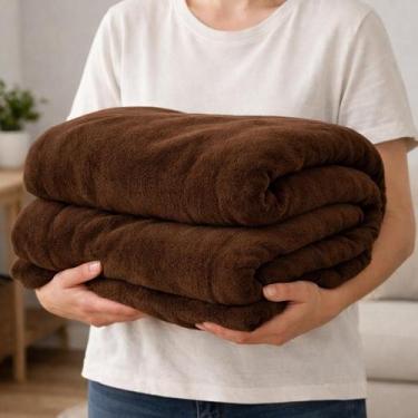 Imagem de Cobertor Casal Manta Microfibra Fleece - CASA DONA, Marrom