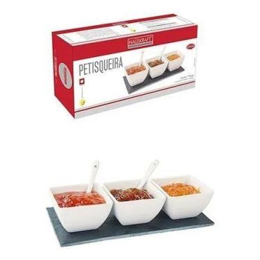Imagem de Petisqueira Molheira Porcelana Tripla Servir Shoyu Petisco - Haüskraft