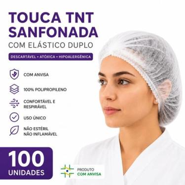 Imagem de 100 Touca Descartável TNT Sanfonada C/ Elástico Duplo ANVISA - Anadona