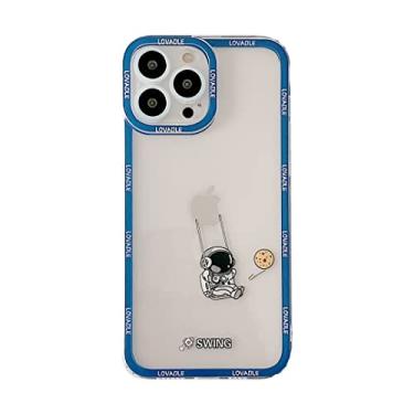 Imagem de Yonds Queen Capa transparente para iPhone 12 mini, desenho fofo e descolado, com design de astronauta e lua espacial, design elegante de TPU (poliuretano termoplástico), à prova de choque antiderrapante (iPhone 12 mini, balanço transparente)