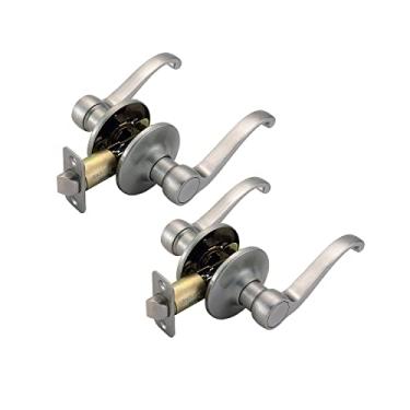 Imagem de Design House 190561 Pacote com 2 Alavancas de Porta de Passagem Ajustável 2 Vias, Níquel Acetinado, Hall & Closet, 2 Peças