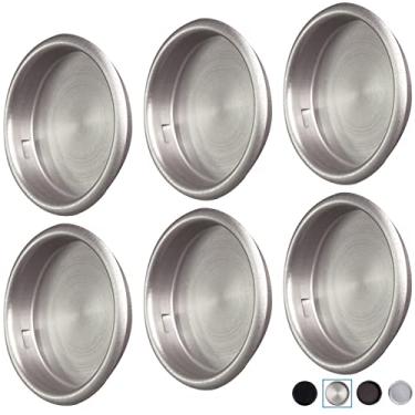 Imagem de Puxador de dedo para porta 6P, 6 Pack, Satin Nickel-6 Pack