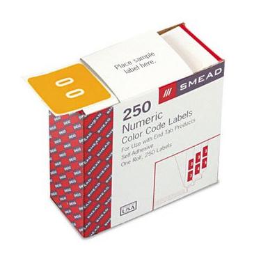 Imagem de Smead® Etiqueta de arquivo com aba de extremidade numérica, CC SGL DGT#250RL YW (pacote com 10)
