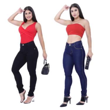 Imagem de Kit Com 02 Calças Jeans Feminina Skynni Cós Alto - Mania Do Jeans