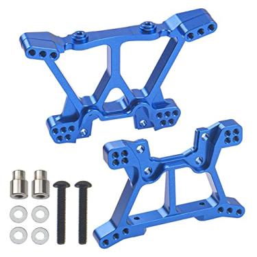 Imagem de ShareGoo Suportes de choque de alumínio dianteiro e traseiro para torre de choque de substituição da peça 6838 6839 compatível com carro RC 1/10 Traxxas Slash 4x4 4WD (azul)