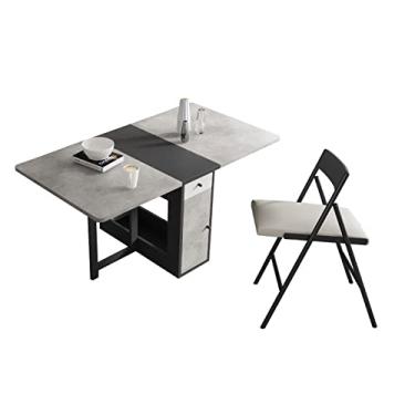 Imagem de Mesa de cozinha dobrável Mesa de jantar dobrável para apartamentos pequenos, mesa de centro retangular versátil com economia de espaço com gaveta de armazenamento, mesa dobrável para cozinha, sala de