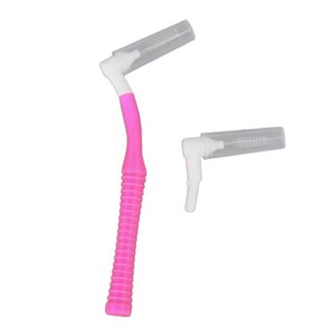 Imagem de Escovas Interdentais Em Forma de L Push Pull Escova Interdental Branqueamento Dentário Palito de Dentes Escova de Limpeza Ortodôntica Higiene Oral (Rosa)