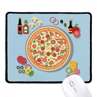 Imagem de Sortidos Pizza Italy Tomate Foods Antiderrapante Mousepad Jogo Escritório Preto Bordas Costuradas Presente