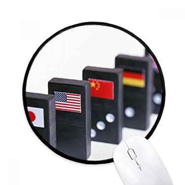 Imagem de Pai Gow Bandeira de Dados Jogos Redondo Antiderrapante Mousepads Preto Bordas Costuradas Presente de Escritório