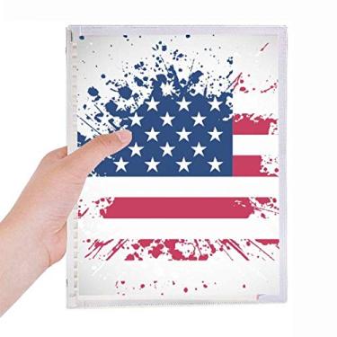 Imagem de Caderno com a bandeira do país de estrelas e listras da América com folhas soltas e diário recarregável