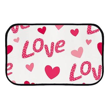Imagem de DreamBay Tapetes de porta rosa claro com palavras de amor corações tapetes para entrada, tapete antifadiga tapete de pé interior ao ar livre capacho de boas-vindas tapete antiderrapante de lavanderia de cozinha 36 x 24 polegadas