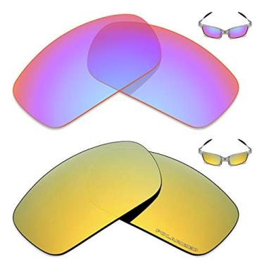 Imagem de Mryok+ 2 pares de lentes polarizadas de substituição para óculos de sol Oakley X Squared – rosa cobalto/ouro 24K