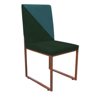 Imagem de Cadeira Stan Duo Sala De Jantar Ferro Bronze Suede Verde E Azul Turquesa - Amey Decor
