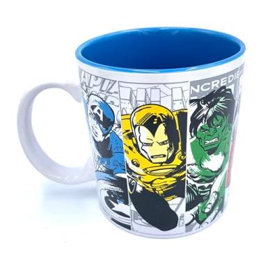 Imagem de Silver Buffalo Caneca de café de cerâmica Marvel Comics Retro Color Splash 590 ml - Homem-Aranha, Capitão América, Homem de Ferro, Hulk