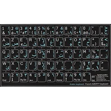 Imagem de Adesivo de teclado AZERTY árabe francês não transparente preto para computador