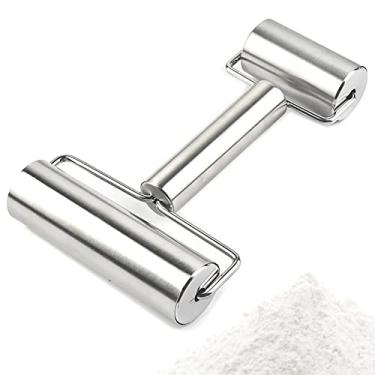 Imagem de Rolo de massa de pizza de pastelaria, rolo de massa de pizza liso antiaderente para cozinha doméstica, assar, cozinhar, rolo de massa em forma de H