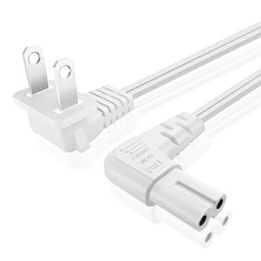 Imagem de TNP 2 Prong Power Cord NEMA 1-15P to IEC320 C7 Nonpolarized Right Angle Power Cord, Figure 8 Shotgun Replacement Cord for PS4, PS3 Slim, Printers, LG, Apple, Samsung, TCL TV, etc (10 Feet, White)