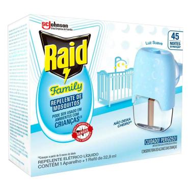 Imagem de Raid Kit Aparelho + Refil Repelente Elétrico Líquido 45 Noites Family 32,9Ml