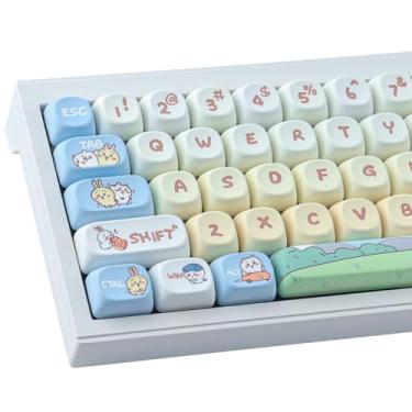 Imagem de TYRIXKI Teclas PBT 145 teclas perfil MOA fofas teclas de sublimação de tinta kawaii anime para teclados mecânicos Cherry Gateron MX Switches