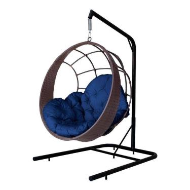 Imagem de Cadeira Balanço Ninho Suspenso C- Suporte E Almofada Impermeável Tabaco-azul