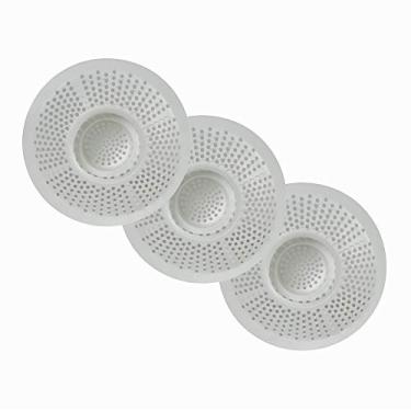 Imagem de Protetor de drenagem de banheira de plástico Hairstopper HS3-AMZ Evriholder, branco, pacote com 3