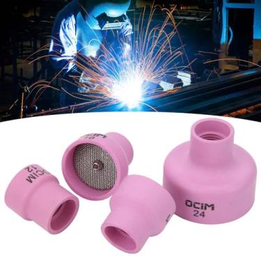 Imagem de Conjunto de copo de soldagem de cerâmica MOUMOUTEN - Kit de lente de gás de tocha de alumina Copo de soldagem de alumina compatível com resistência a altas temperaturas WP-17/18/26