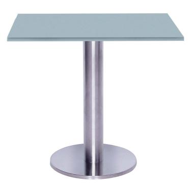 Imagem de Mesa Beta Big Inox 75 cm (Alt) Disco Redondo Tampo MDP Quadrado 80 cm (Larg) x 2,50 cm (Alt) Cinza