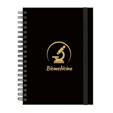 Imagem de Caderno Colegial Plus 10 Matérias Profissões Biomedicina (Preto e Gold)