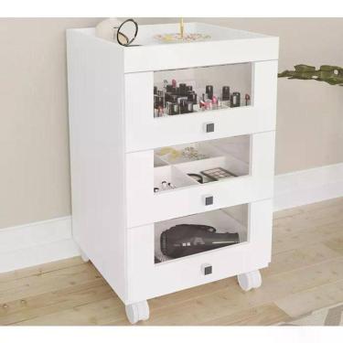 Imagem de Carrinho Organizador De Maquiagem 3 Gavetas Pe2013 Branco