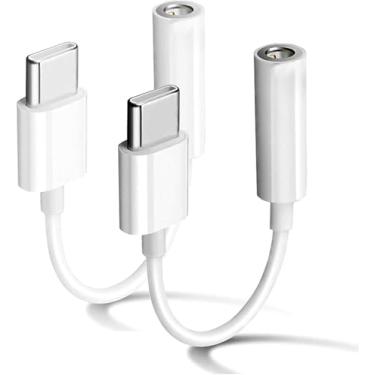 Imagem de VZZBOO Pacote com 2 cabos USB C para conector de fone de ouvido de 3,5 mm tipo C USB C para cabo auxiliar de áudio dongle compatível com iPhone 15 Pro Max/15 Pro/15 Max, iPad Pro, MacBook, Galaxy S24