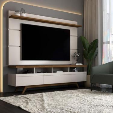 Imagem de Rack com Painel para TV Até 72 Polegadas Armênia 3 Gavetas Off White/F