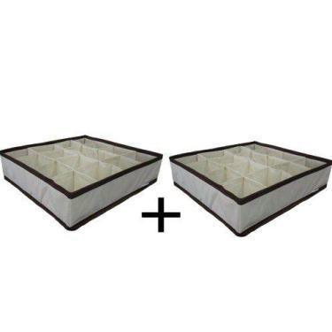 Imagem de Kit 2 Organizador de Gavetas OrganiBox 36X36X10 16 divisões, Marrom