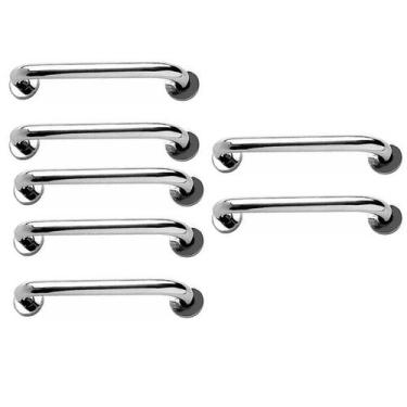 Imagem de Alça de Apoio 30cm Barra Inox Kit 7 Unidades Cadeirante Segurança Idos