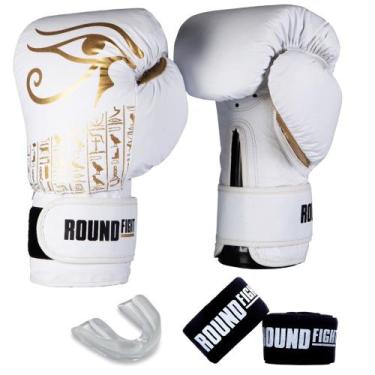 Imagem de Kit Treino Boxe Kickboxing Luva Bandagem Bucal Olho De Horus - Round F