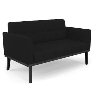 Imagem de Sofá Namoradeira Base Madeira Preto Ana Linho Preto - Ibiza, Preto, 20