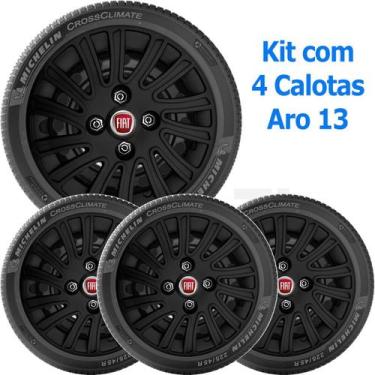 Imagem de 4x Calota FIAT MILLE PALIO SIENA  UNO Aro 13 Preto 092cb - Grid